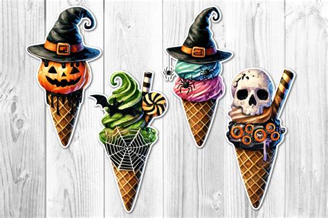 Spooky Halloween Ice-Cream Clipart Set By Mandala Creator | TheHungryJPEG