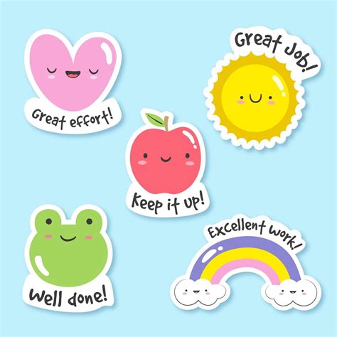 Flat good job and great job sticker collection | Free Vector | Kids ...