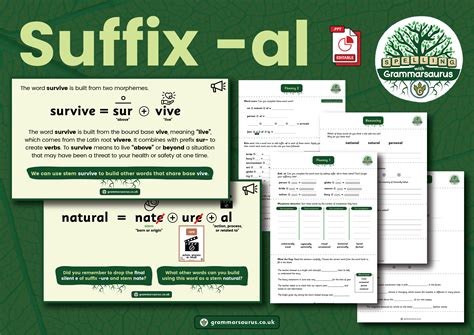 Y4 objective 13 (Suffix -al) - Grammarsaurus