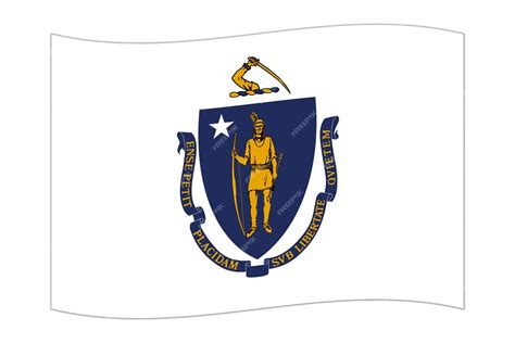 Premium Vector | Waving flag of the Massachusetts state Vector illustration