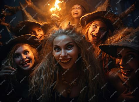 Premium AI Image | A group of witches