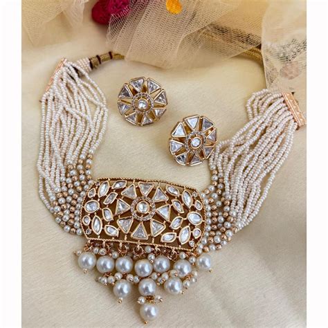 Jewel Addiction Luxury Polki Kundan And Pearl Choker Necklace Set ...