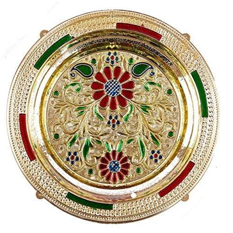 Anl Etails - Decorated Acrylic Round Puja Thali Set I 4 Kankavati ...