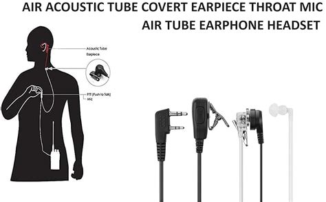 APPSTER Air Acoustic Tube Covert Earpiece Throat Mic Air Tube Earphone ...