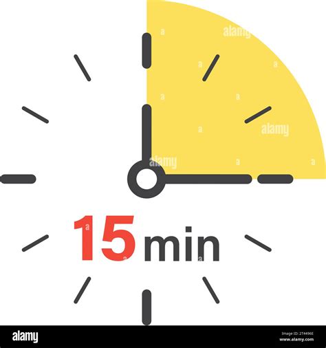 15 minutes on stopwatch icon in flat style. Clock face timer vector ...