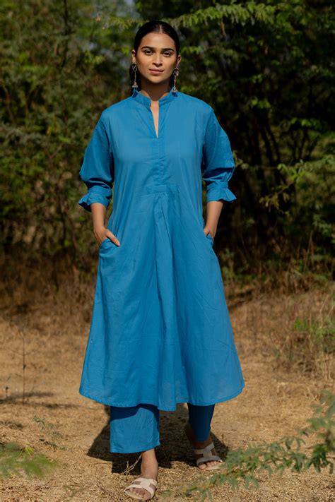 Cyan Blue Kurta Set – Silai Studio