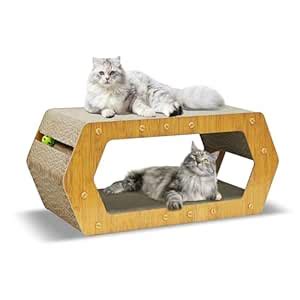 VKL Large Cat Scratching Board Hexagon Scratcher Bed Track Toy Ball ...