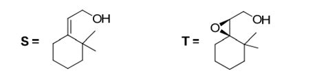 The major products S and T formed in the following