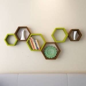 ANB Enterprises wall shelf Hexagon Shape Mounted Set Of 6 Rack Shelves ...