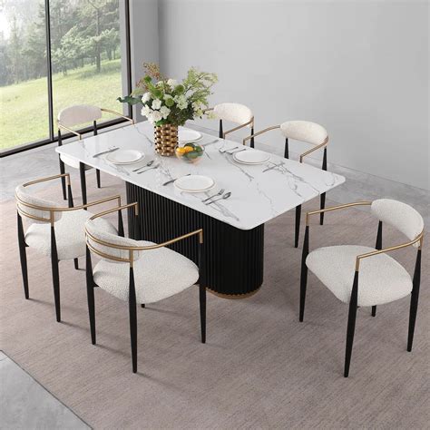 Ackley Amerson Modern Dining Set, Faux Marble Dining Table And Chair ...