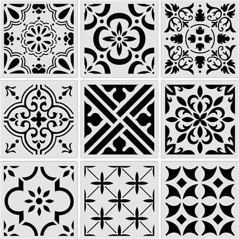 9 Pieces Floor Painting Stencils Large Tile Stencils India | Ubuy