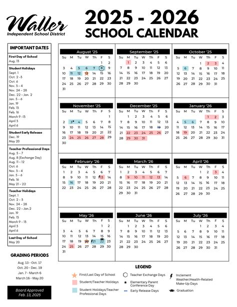Waller ISD School Calendar 25-26 [PDF] revised - EduCounty