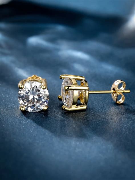 Simple And Fashionable Four-Pronged Round Zirconia Stud Earrings ...