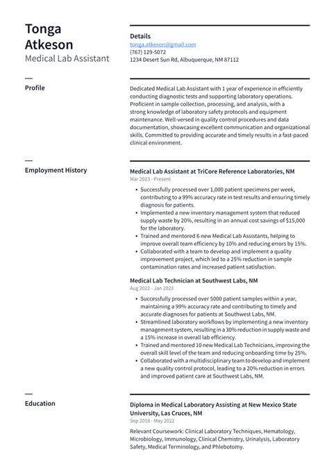 Image result for Lab Assistant Resume Example