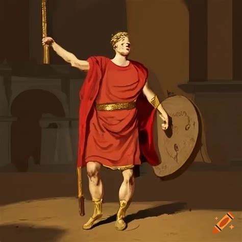 Painting of ancient roman citizen in front of colosseum on Craiyon