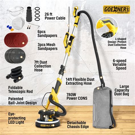 Drywall Sander, 6.5-amp Powerful Electric Drywall Sander with Vacuum ...