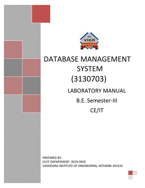 DBMS 3130703 lab manual - DATABASE MANAGEMENT SYSTEM (3130703 ...