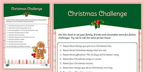Gingerbread Christmas Themed Challenge Activity | Twinkl