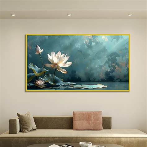 White Lotus Vastu Painting For Wall Decor for living room, Hotels Wall ...