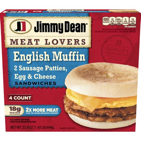 Jimmy Dean Jimmy Dean Meat Lovers English Muffin Breakfast Sandwiches ...
