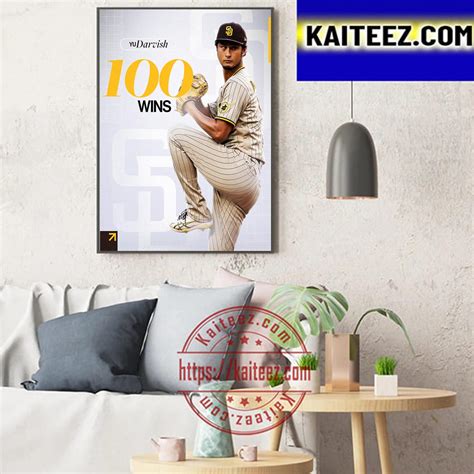 100 MLB Career Wins For Yu Darvish Art Decor Poster Canvas - Kaiteez