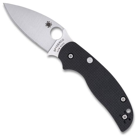 Spyderco Sage 6 Button Compression Lock Peel-Ply Carbon Fiber Handles Satin CPM-S30V Blade ...