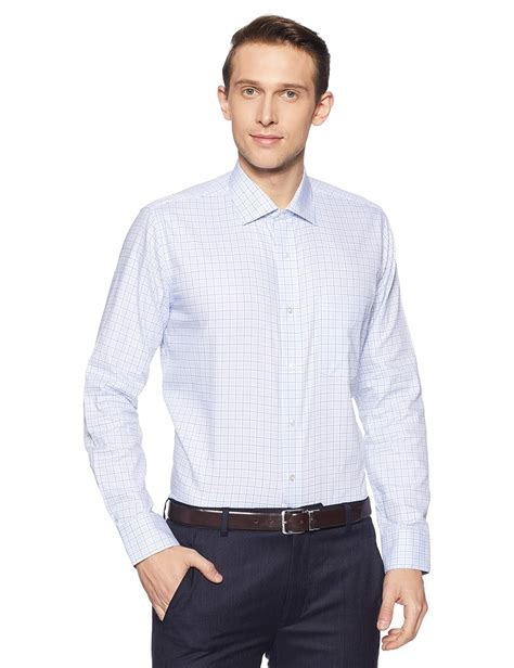Van Heusen Men's Checkered Slim Fit Formal Shirt (VHSFBSLPM00775_Blue ...
