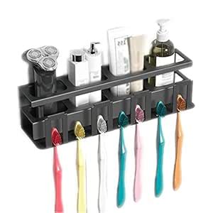 ZANZAN Bathroom Wall-Mounted Dual-Purpose Toothbrush Holder Metal ...