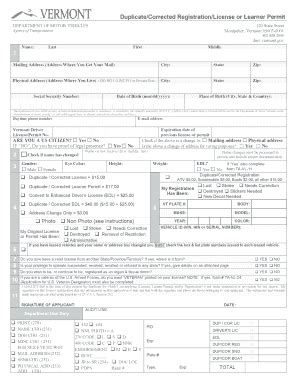Fillable Online dmv vermont vermont form vl015 Fax Email Print - pdfFiller