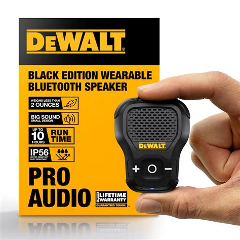 Dewalt Wearable Bluetooth Speaker Onyx Edition Black Clip On Wireless ...