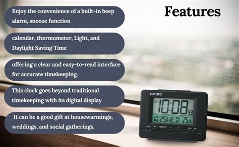 Buy Seiko Elegant Rectangular Black Plastic Beep Alarm Digital Table ...