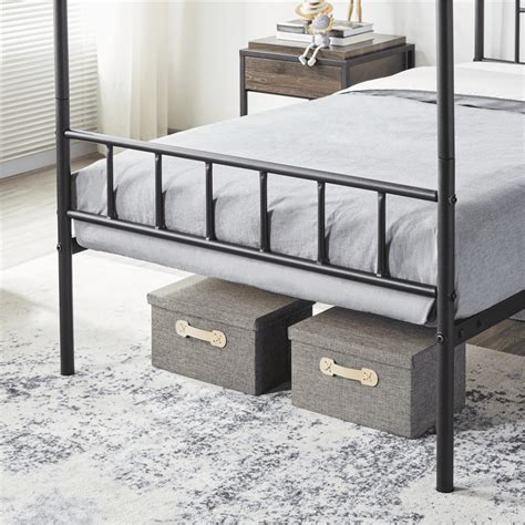 Buy Easyfashion Metal Canopy Frame Four Poster Bed with Headboard and ...