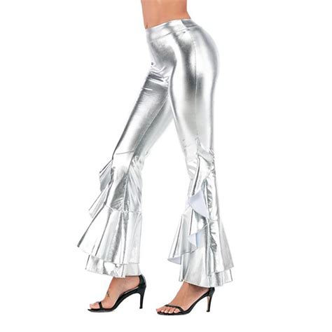 1980s Hip Pop Bell Bottom Pants Abba Costume Flared Trousers Solid ...