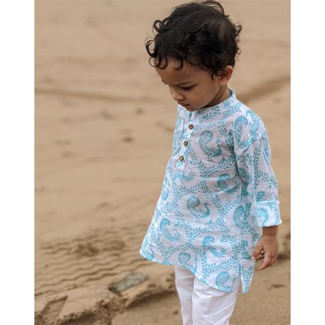 Tura Turi Muslin Kurta Pajama - Pyaare Panchhi - Blue