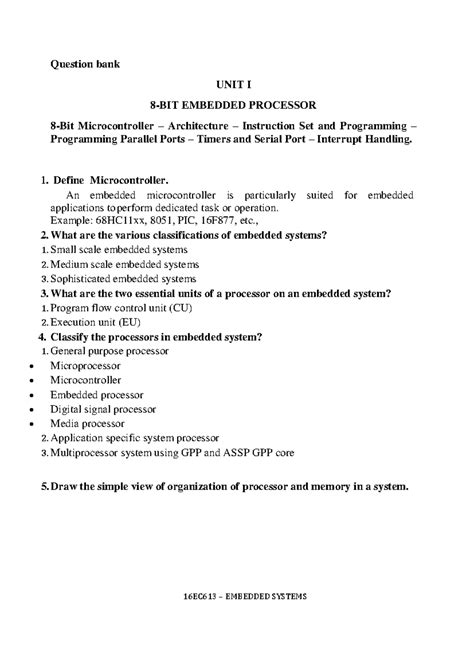 ES-IOT Question BANK - 16 EC 613 – EMBEDDED SYSTEMS Question bank UNIT ...