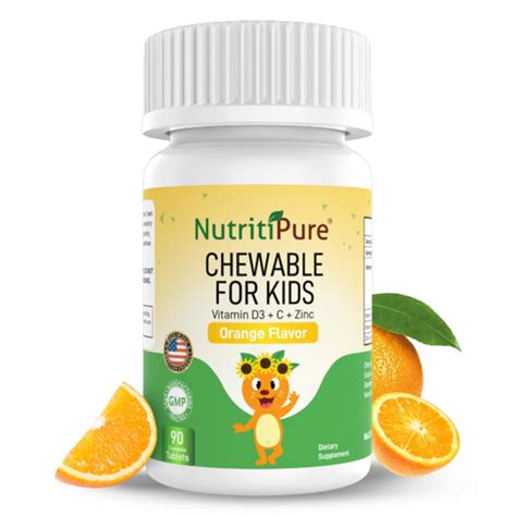 Chewable Vitamin D3 (Cholecalciferol) 25 mcg (1000 IU) + Zinc (Zinc Citrate) 5mg + Vitamin C ...
