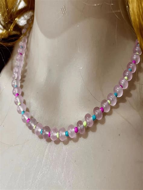 Handmade Natural Stone Bead Necklace, Dopamine, Assorted Candycolor ...