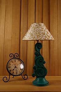 Buy Green Carving Table LAMP with 10" Pyramid Shade Color-Gold Circle ...