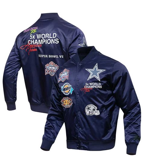 Full-Snap Satin Dallas Cowboys Championship Navy Jacket - Jackets Expert