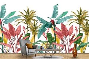 Tropical Long Leaves Customized Walllpaper and Nature Wall Mural ...