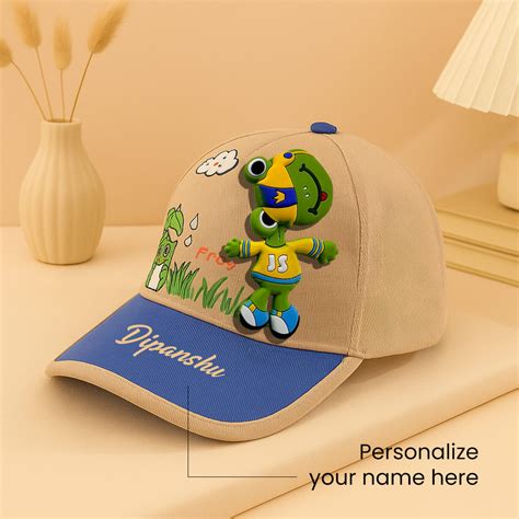 Custom Name Kids Cap with Frog Spinner – Playful Cartoon Hat for ...
