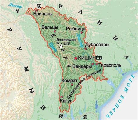 Карта Молдовы с городами / Молдавия на карте мира с границами