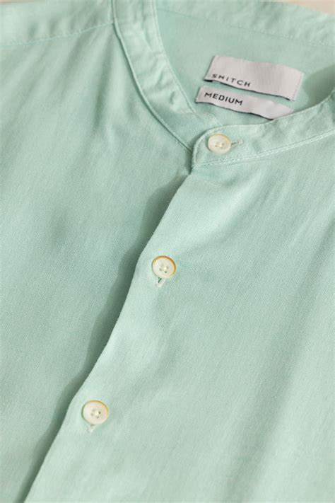 Buy Men's Classic Mandarin Mint Green Shirt Online | SNITCH