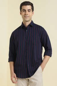 Allen Solly Men Striped Casual Blue Shirt - Buy Allen Solly Men Striped ...