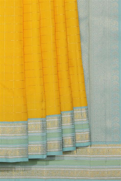 Kanchipuram Silk Yellow Saree – Kalanjali
