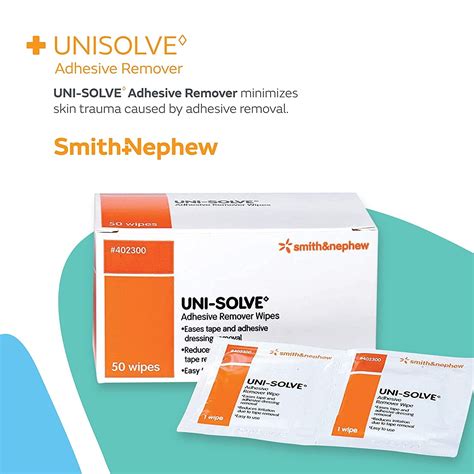 Smith & Nephew Uni-Solve Adhesive Remover Wipes Box of 50 - 4 Pack ...