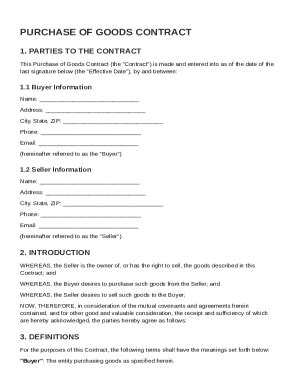 Purchase Of Goods Contract Template - Fill and Sign Printable Template ...