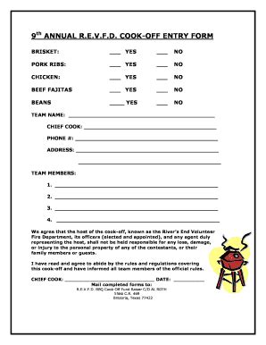 Fillable Online th ANNUAL R.E.V.F.D. COOK-OFF ENTRY FORM Fax Email ...
