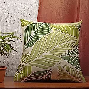 Buy ZEBA World Poly Canvas Green Leaf Cushion Cover - Decorative Accent ...