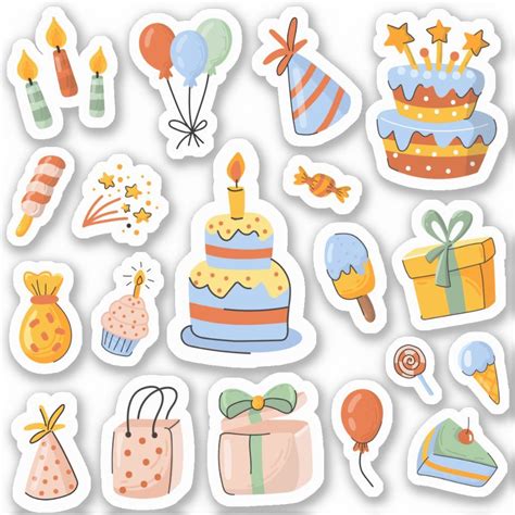 Happy Birthday Cute Stickers Set | Zazzle | Happy birthday printable ...